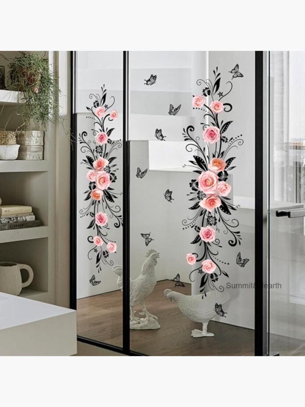 Large Vinyl Window Cling Sticker Floral Anti-Collision Wall Decor Reusable